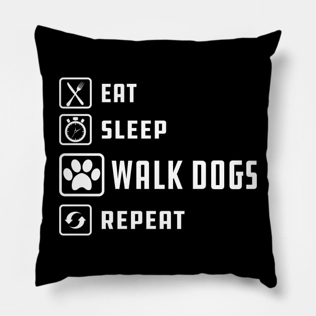 Dog Walker - Eat sleep walk dogs repeat Pillow by KC Happy Shop