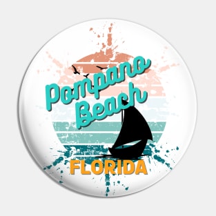 Pompano Beach Florida Retro Exploding Vintage Sunset Pin