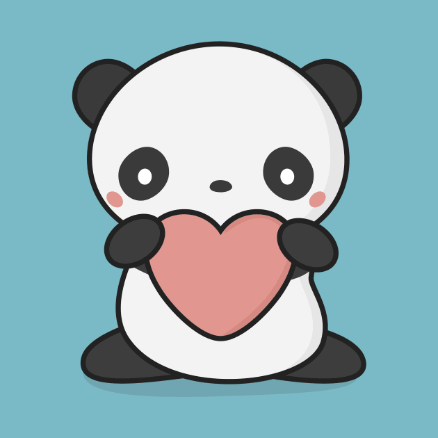 Kawaii Cute Panda With Heart by wordsberry