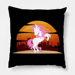 Pink vintage unicorn Pillow