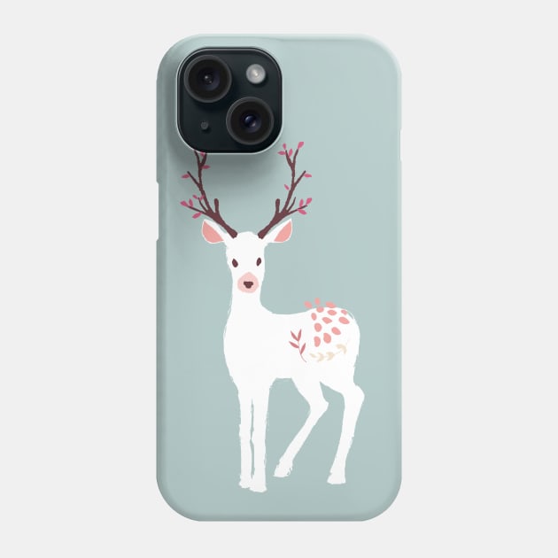 White Christmas Deer Phone Case by JunkyDotCom