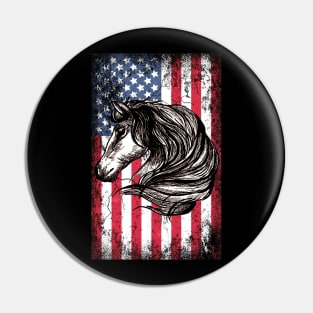 Patriotic Horse American Flag Pin