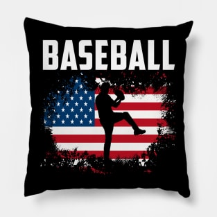 American Flag Baseball Team Gift Pillow