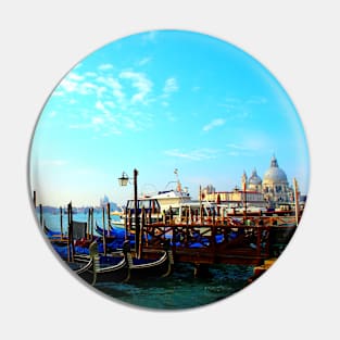 Grand Canal with gondolas and the Basilica di Santa Maria della Salute in the background Pin