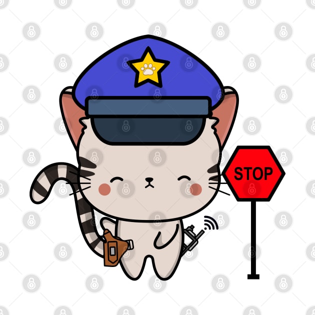 Funny Tabby Cat Policeman by Pet Station