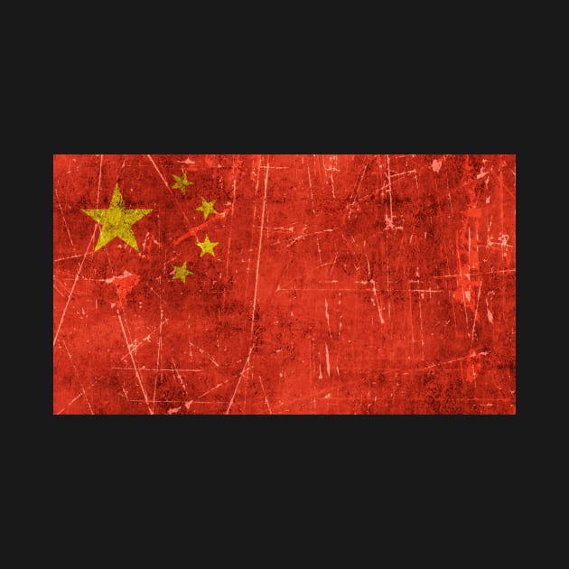 Vintage Aged and Scratched Chinese Flag by jeffbartels