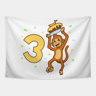 I am 3 with ape - kids birthday 3 years old Tapestry