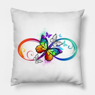 Bright infinity with rainbow butterfly Pillow