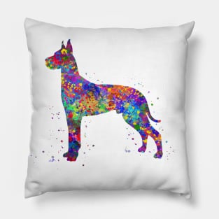 Great Dane Dog watercolor Pillow