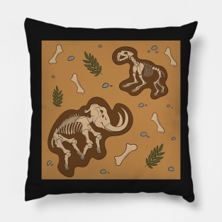 buried saber tooth tiger and mammoth Pillow