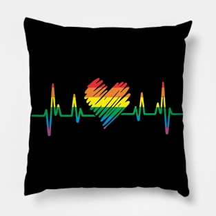 Pansexual Flag Heartbeat LGBTQ Pillow