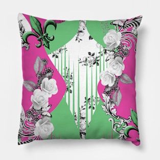 Black and white flowers Pillow