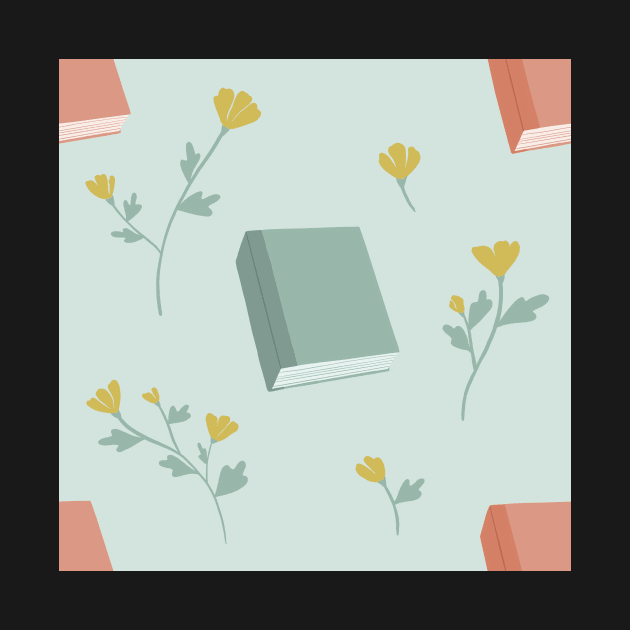 Books and Flowers Mint by Vaeya