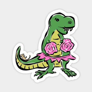 Cheer Leader Cheerleader Tyrannosaurus Dinosaur Dino Cartoon Cute Character Magnet