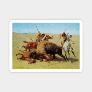 Buffalo Hunt by Frederic Remington Magnet