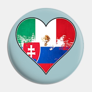 Mexican and Slovak Heart Mix Heritage Flag Pin