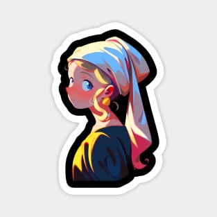 Girl with Earring T-shirt Color Background Magnet