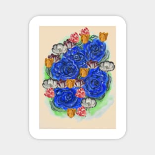 Blue Roses and Tulip Fantasy Magnet