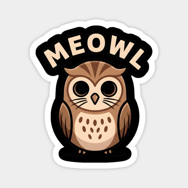 Meowl – Adorable Owl Cartoon With Big Eyes Magnet by ArtistTee ⭐⭐⭐⭐⭐