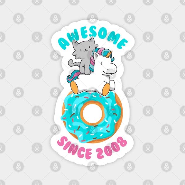 Donut Kitten Unicorn Awesome since 2008 Magnet by cecatto1994