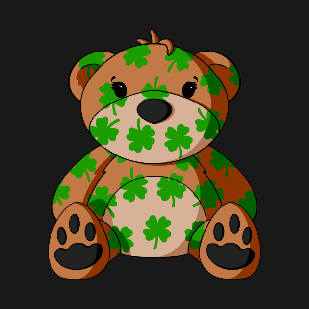 St. Patrick's Day 4 Leaf Clover Pattern Teddy Bear by Alisha Ober Designs