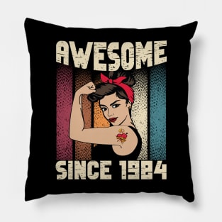 Awesome since 1984,38th Birthday Gift women 38 years old Birthday Pillow