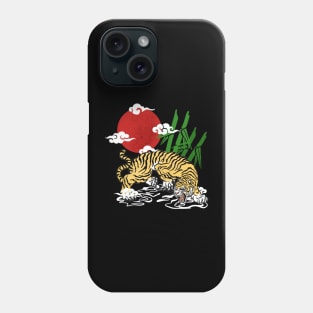 tiger and red moon Phone Case