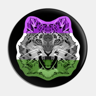 illustrated SNOW LEOPARD PRIDE series (gender pride flag) Pin