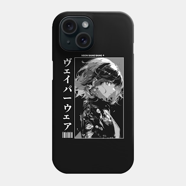 Black and White Japanese Anime and Manga Streetwear Kawaii Waifu Girl Phone Case by Neon Bang Bang