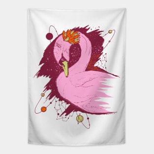 Orange and Pink Swan Among The Stars Tapestry