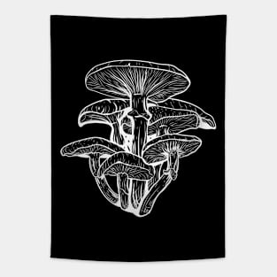 White Simplistic Mushroom Artwork Tapestry