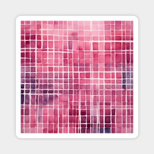 Pink Grid Pattern, Abstract Watercolor Art Magnet