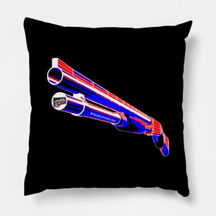 Shotgun Punchado Blank Text v. Code: Red White Blue Pillow