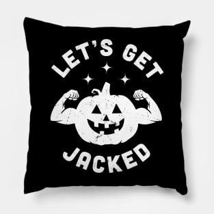 Let's Get Jacked Halloween Gym Workout Jack O Lantern Funny Pillow