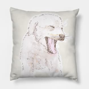 Yawning Labrador Puppy Watercolor Pillow