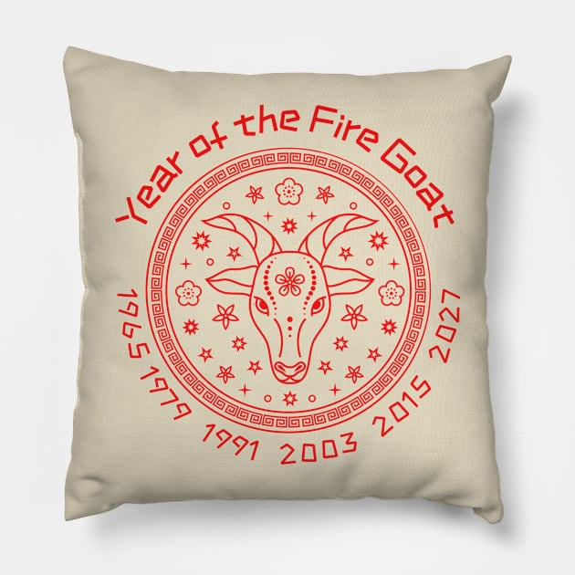 Chinese Year of the Fire Goat Pillow by soulfulprintss8