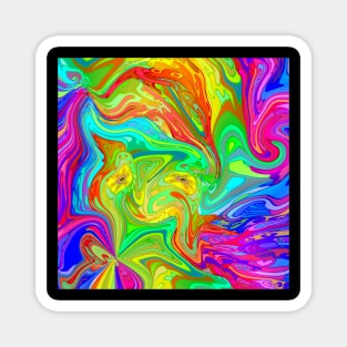 Bold Bright Colorful Swirly Psychedelic Pattern Magnet