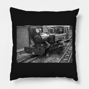 Engineer tending to a steam train Pillow