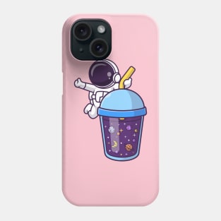 Cute Astronaut With Space Drink Cartoon Phone Case