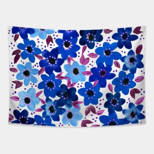 Blue Burst Flowers Tapestry