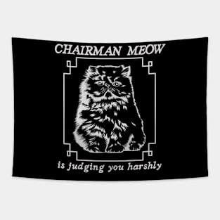 chairman meow is harshly judging you, funny cat, chinese aesthetic pun Tapestry