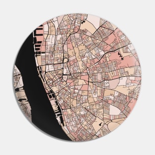 Liverpool Map Pattern in Soft Pink Pastels Pin