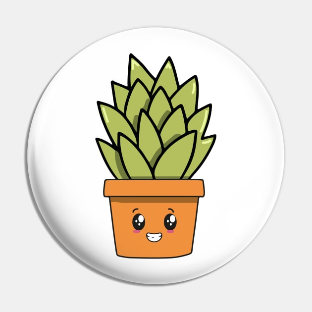 Cute Green Plant Kawaii Pin by IstoriaDesign