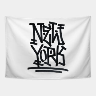 New York Tag 2 ( Black on white) Tapestry