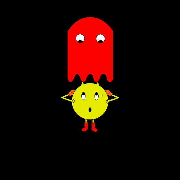 Red ghost chase Pacman by Stinos