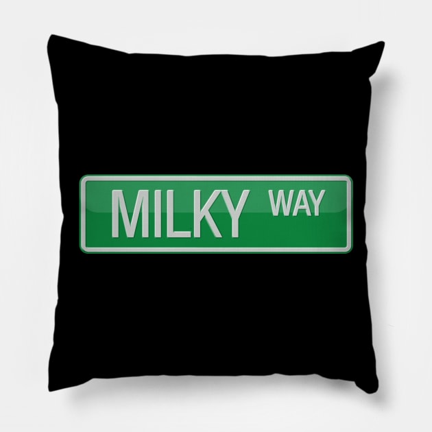 Milky Way Street Sign T-shirt Pillow by reapolo