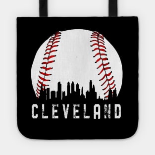 Vintage Cleveland Ohio Downtown Skyline Baseball Tote