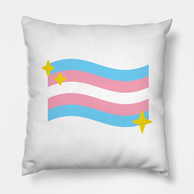 Trans Pride Flag Sparkle Emoji Pillow by lavenderhearts