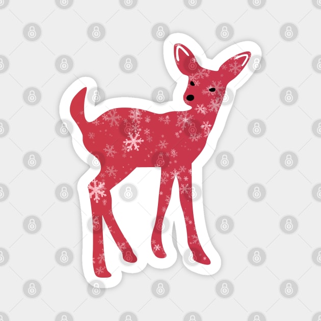 Deer with red christmas pattern Magnet by FlippinTurtles