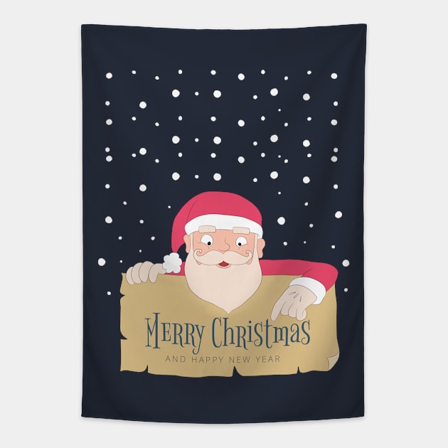 Santa Christmas - Happy Christmas and a happy new year! - Available in stickers, clothing, etc Tapestry by Crazy Collective